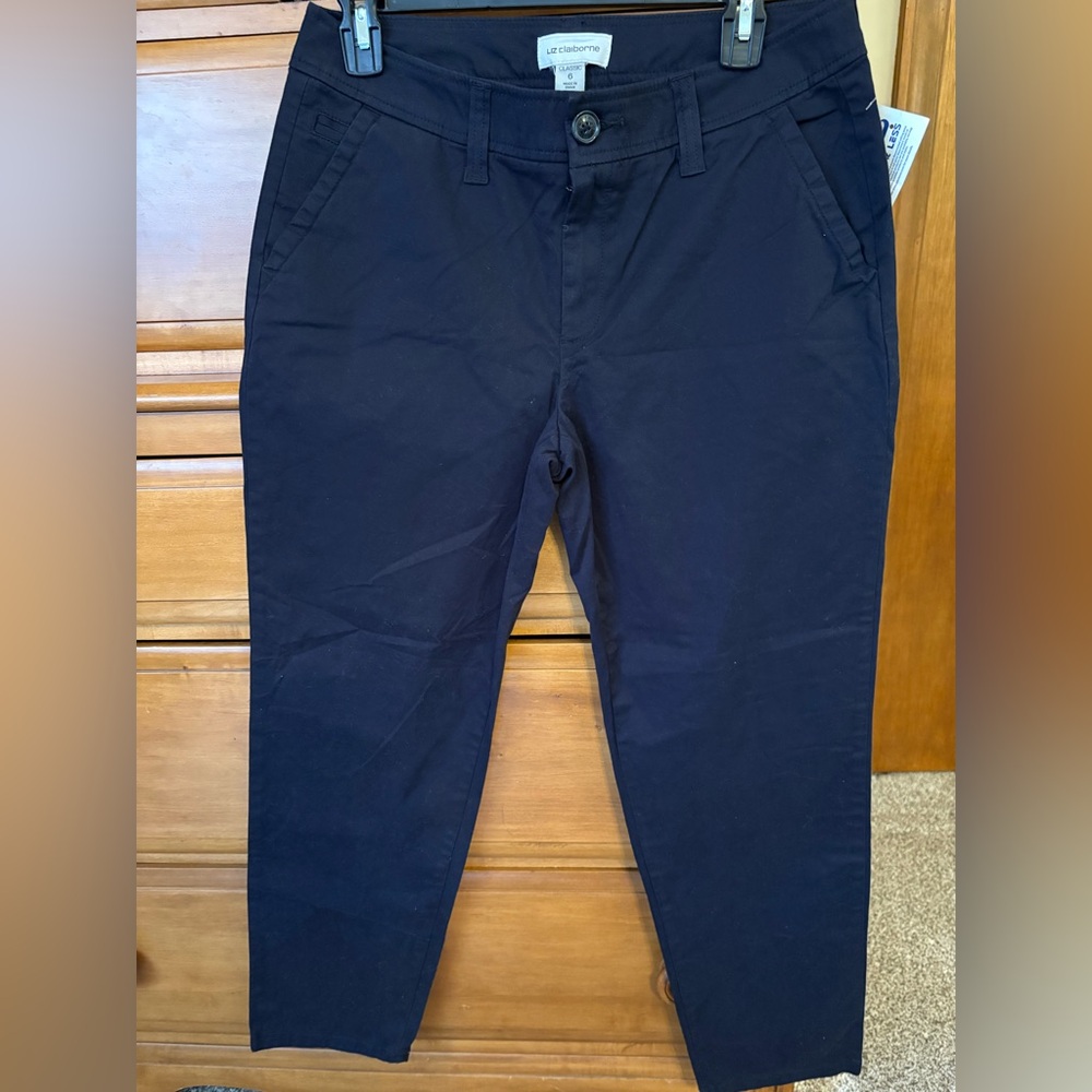 Liz Claiborne Dark Navy Chino Pants - Classic Straight Fit